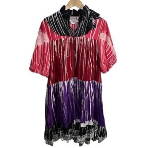 Busayo Wale Puff Sleeve Mini Dress Women S Red Purple Wearable Art Drip Luxury